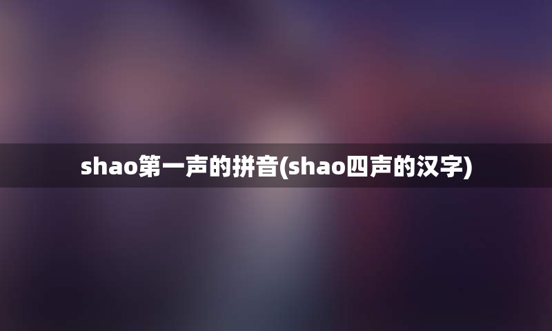 shao第一声的拼音(shao四声的汉字)