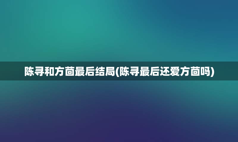 陈寻和方茴最后结局(陈寻最后还爱方茴吗)