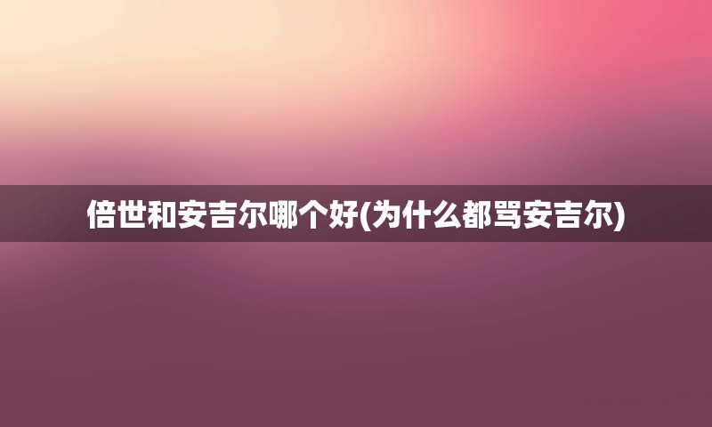 倍世和安吉尔哪个好(为什么都骂安吉尔)