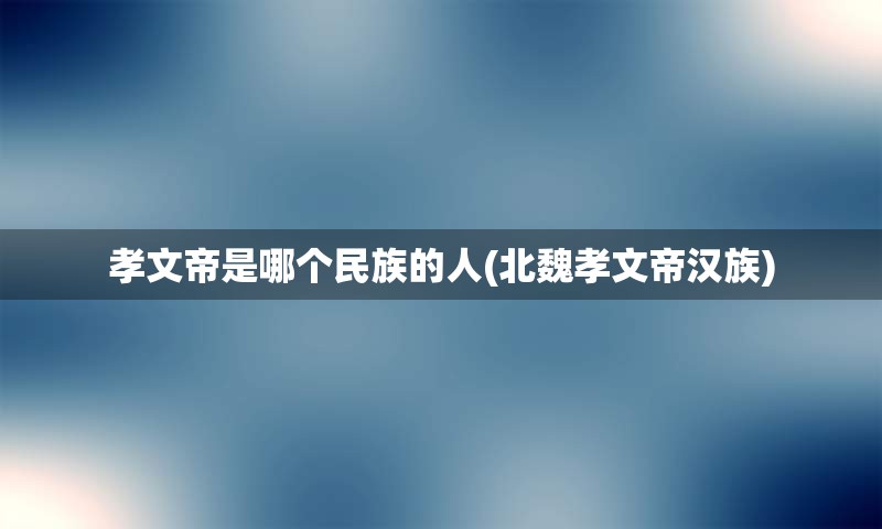 孝文帝是哪个民族的人(北魏孝文帝汉族)
