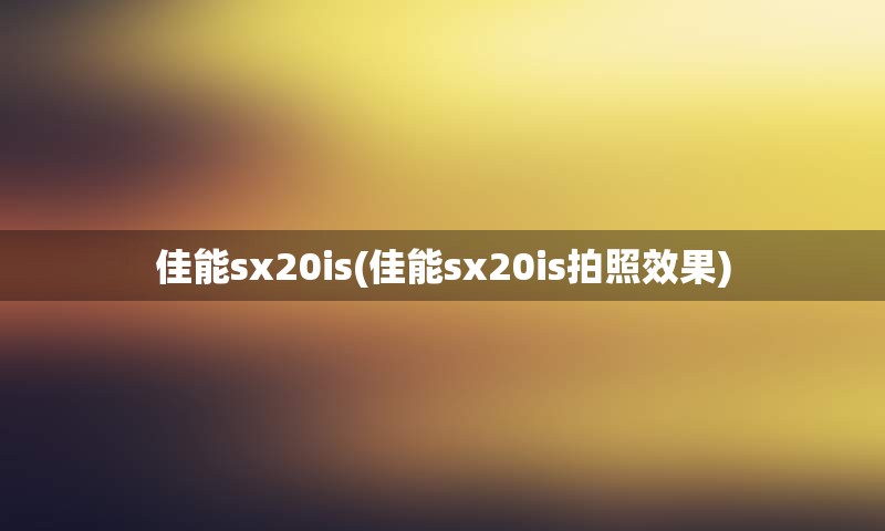 佳能sx20is(佳能sx20is拍照效果)