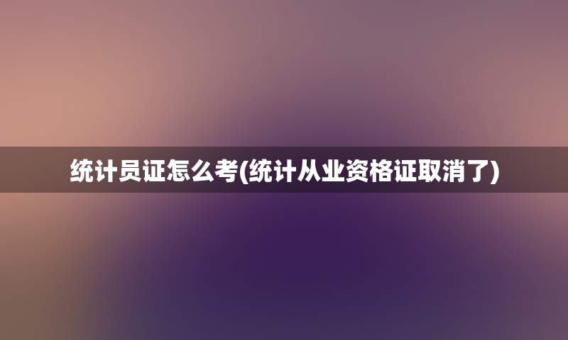 统计员证怎么考(统计从业资格证取消了)