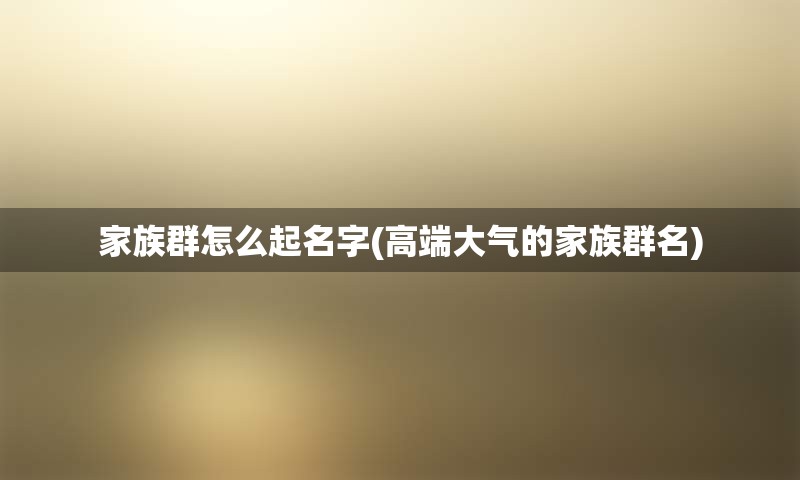 家族群怎么起名字(高端大气的家族群名)