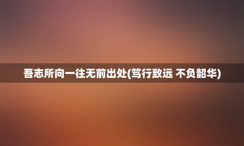吾志所向一往无前出处(笃行致远 不负韶华)
