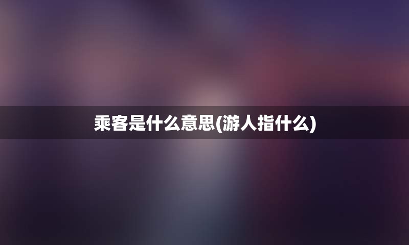 乘客是什么意思(游人指什么)