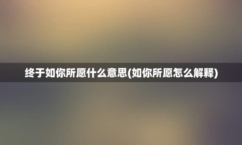 终于如你所愿什么意思(如你所愿怎么解释)