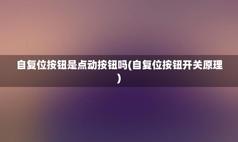 自复位按钮是点动按钮吗(自复位按钮开关原理)