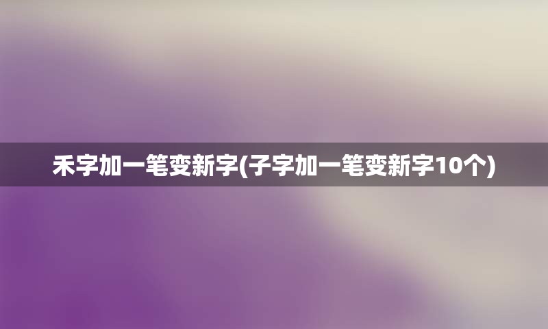 禾字加一笔变新字(子字加一笔变新字10个)