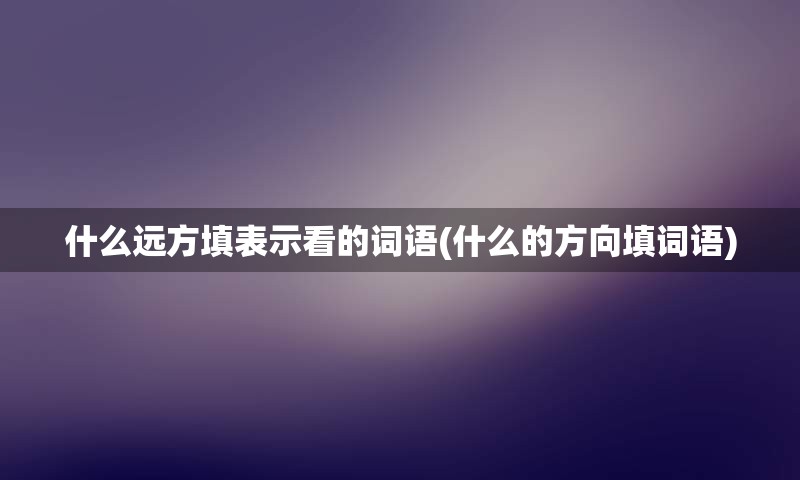 什么远方填表示看的词语(什么的方向填词语)