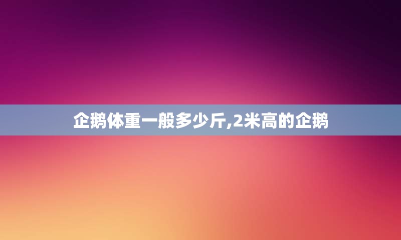 企鹅体重一般多少斤,2米高的企鹅