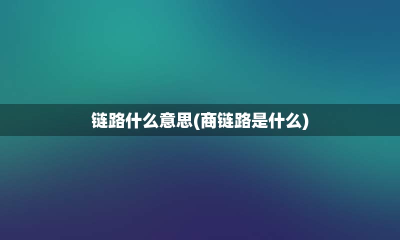 链路什么意思(商链路是什么)