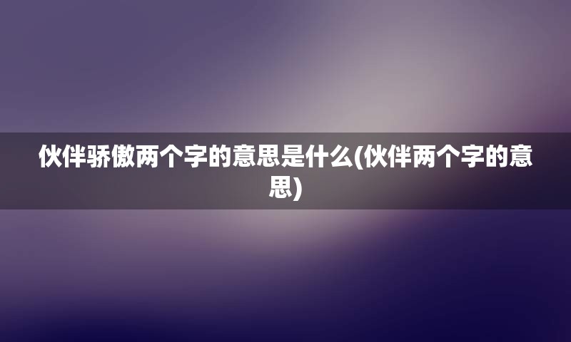 伙伴骄傲两个字的意思是什么(伙伴两个字的意思)