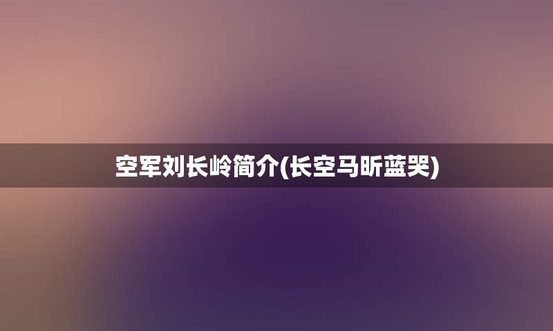 空军刘长岭简介(长空马昕蓝哭)