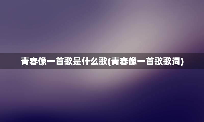 青春像一首歌是什么歌(青春像一首歌歌词)