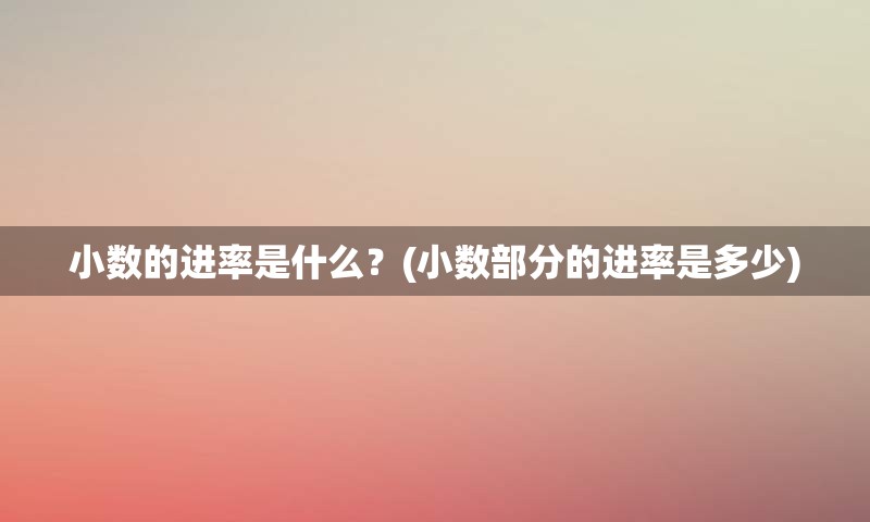 小数的进率是什么？(小数部分的进率是多少)