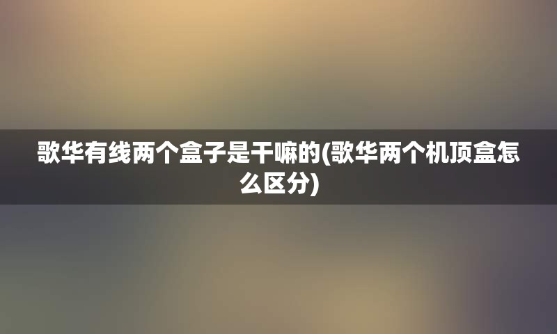 歌华有线两个盒子是干嘛的(歌华两个机顶盒怎么区分)
