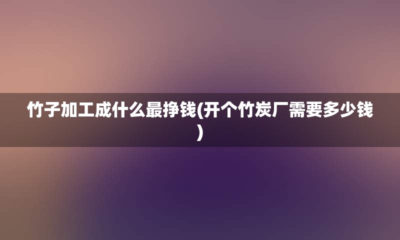 竹子加工成什么最挣钱(开个竹炭厂需要多少钱)