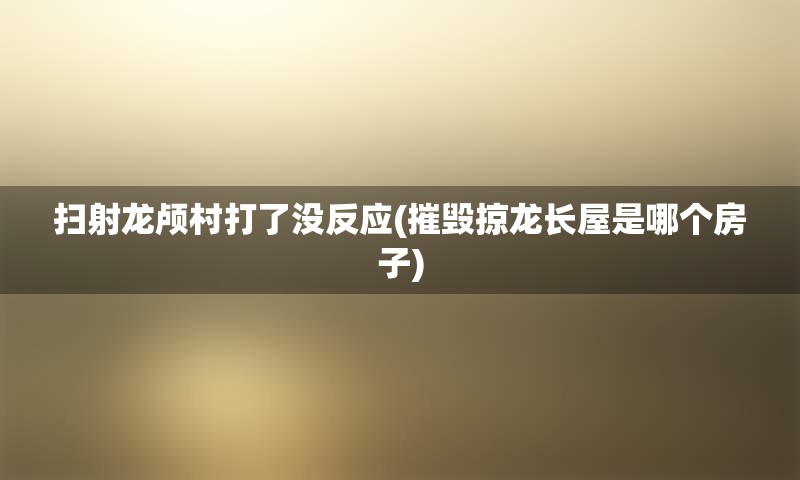 扫射龙颅村打了没反应(摧毁掠龙长屋是哪个房子)