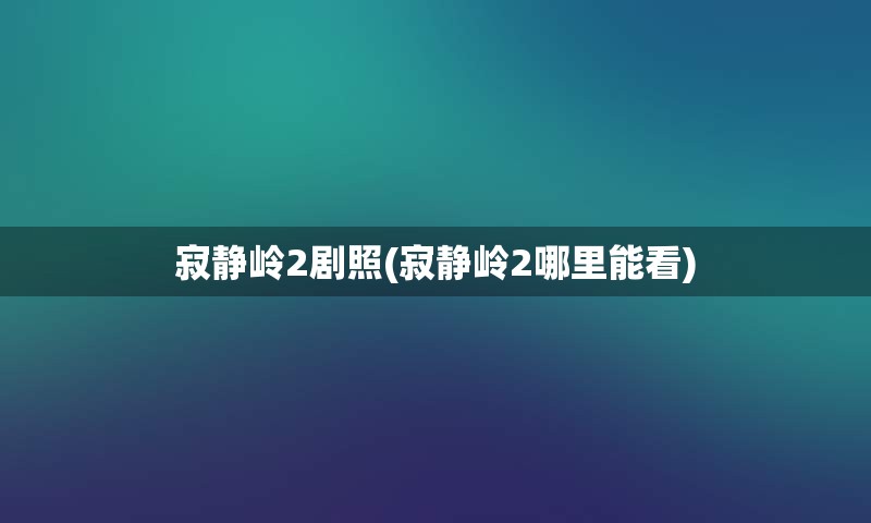 寂静岭2剧照(寂静岭2哪里能看)