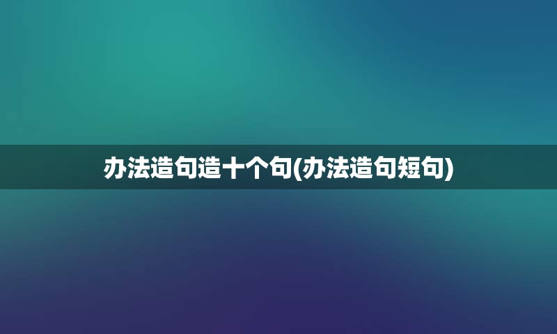 办法造句造十个句(办法造句短句)