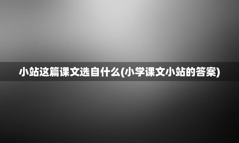 小站这篇课文选自什么(小学课文小站的答案)