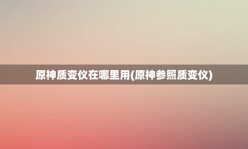 原神质变仪在哪里用(原神参照质变仪)