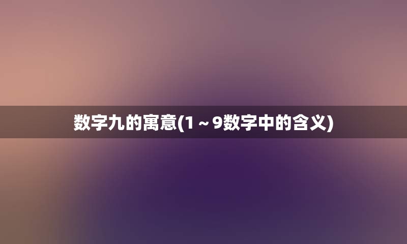 数字九的寓意(1～9数字中的含义)