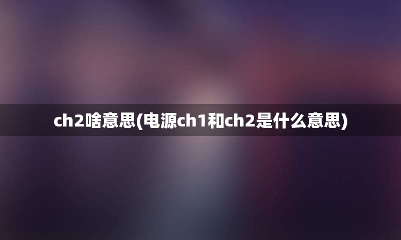 ch2啥意思(电源ch1和ch2是什么意思)