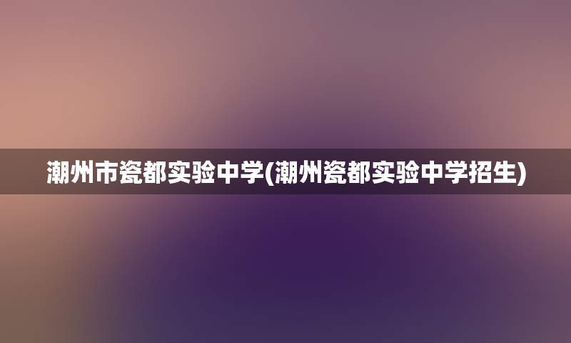 潮州市瓷都实验中学(潮州瓷都实验中学招生)