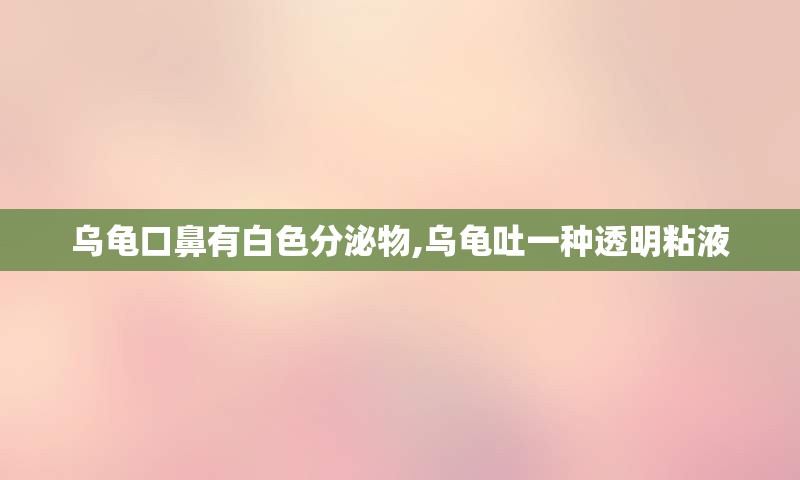 乌龟口鼻有白色分泌物,乌龟吐一种透明粘液