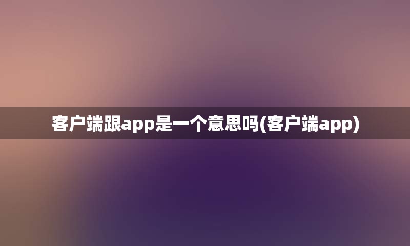 客户端跟app是一个意思吗(客户端app)
