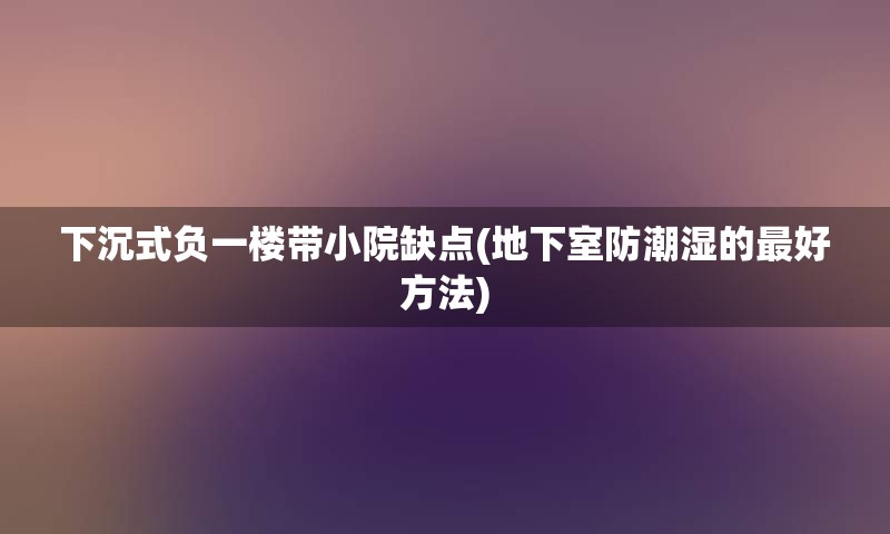 下沉式负一楼带小院缺点(地下室防潮湿的最好方法)