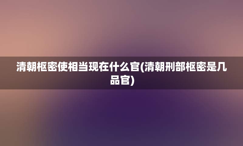 清朝枢密使相当现在什么官(清朝刑部枢密是几品官)