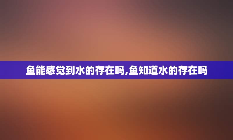 鱼能感觉到水的存在吗,鱼知道水的存在吗