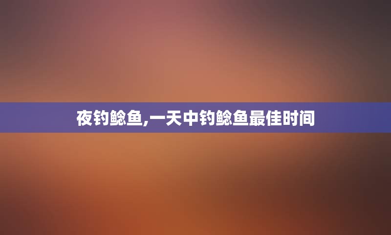 夜钓鲶鱼,一天中钓鲶鱼最佳时间