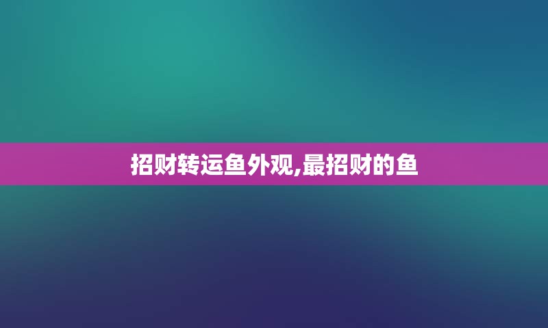 招财转运鱼外观,最招财的鱼