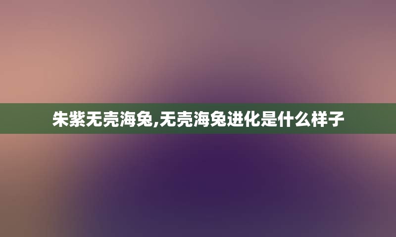 朱紫无壳海兔,无壳海兔进化是什么样子