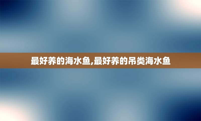 最好养的海水鱼,最好养的吊类海水鱼