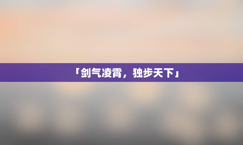 「剑气凌霄，独步天下」