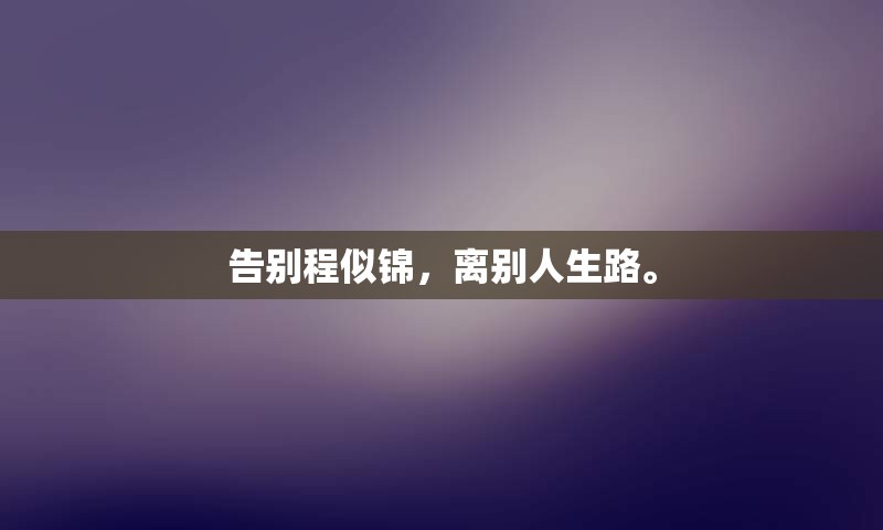 告别程似锦，离别人生路。