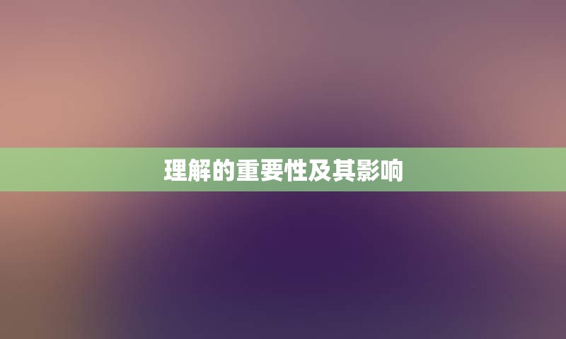 理解的重要性及其影响