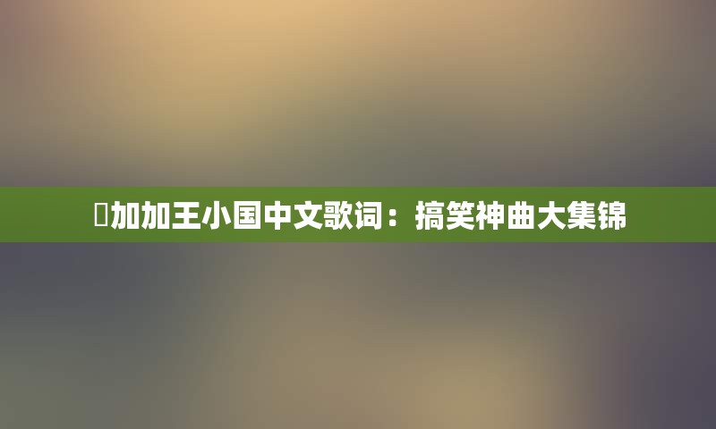 囧加加王小国中文歌词：搞笑神曲大集锦