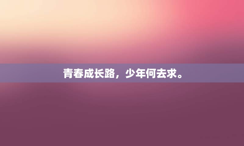 青春成长路，少年何去求。