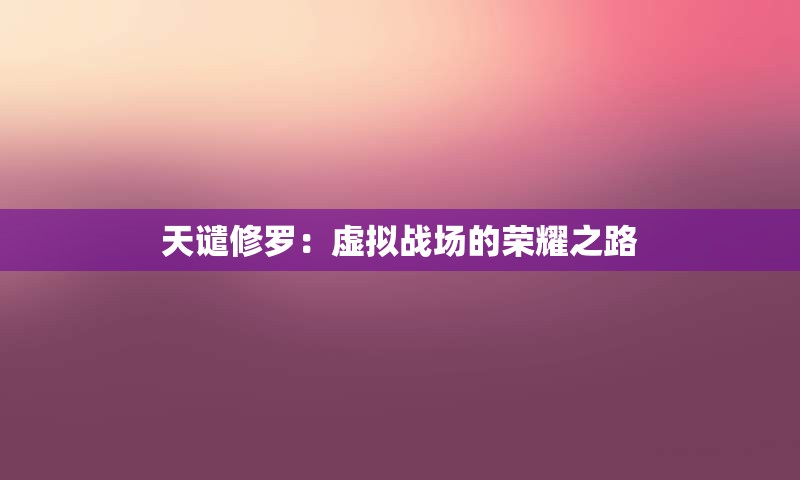 天谴修罗：虚拟战场的荣耀之路
