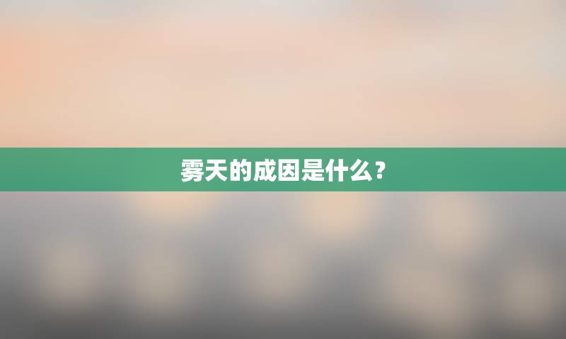雾天的成因是什么？