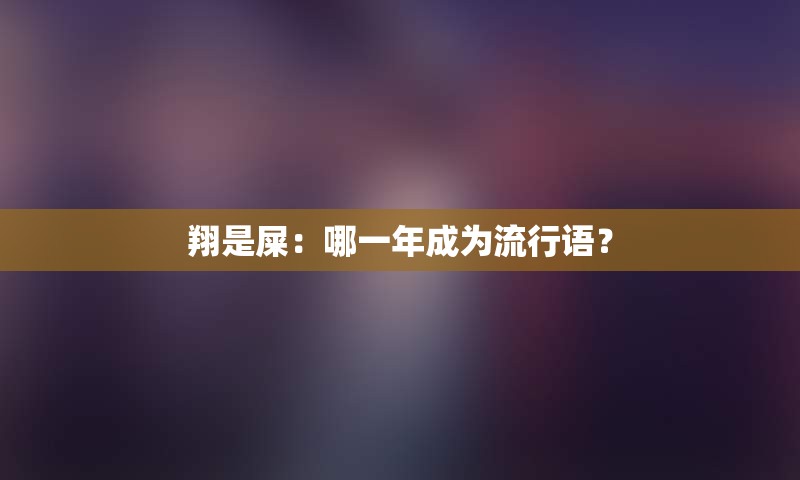 翔是屎：哪一年成为流行语？