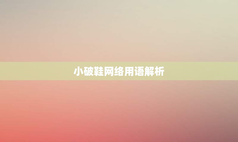 小破鞋网络用语解析
