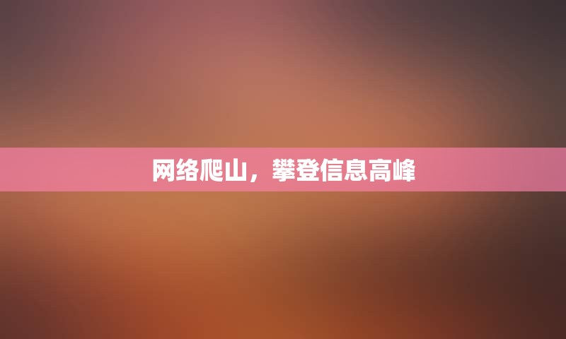 网络爬山，攀登信息高峰
