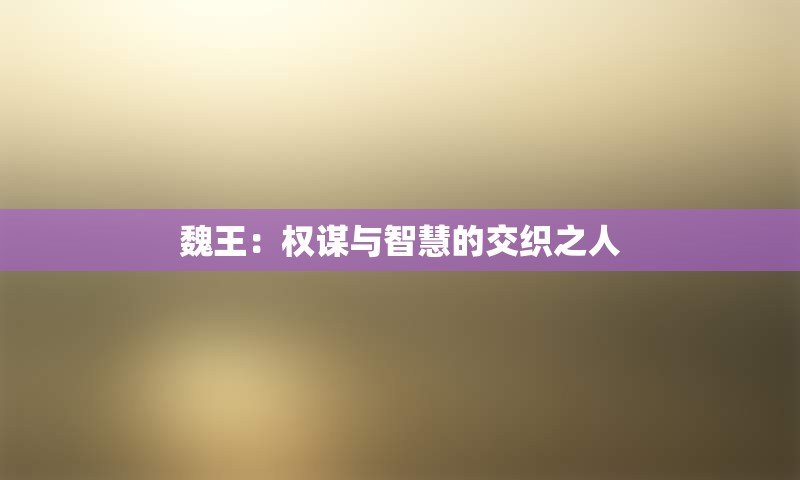 魏王：权谋与智慧的交织之人