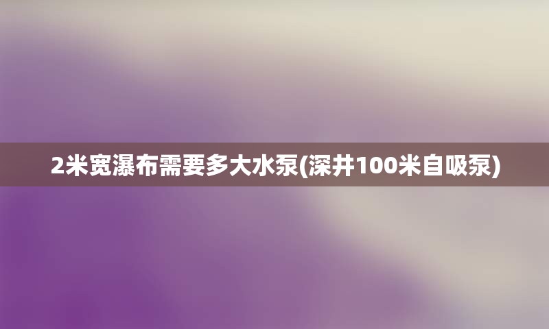 2米宽瀑布需要多大水泵(深井100米自吸泵)